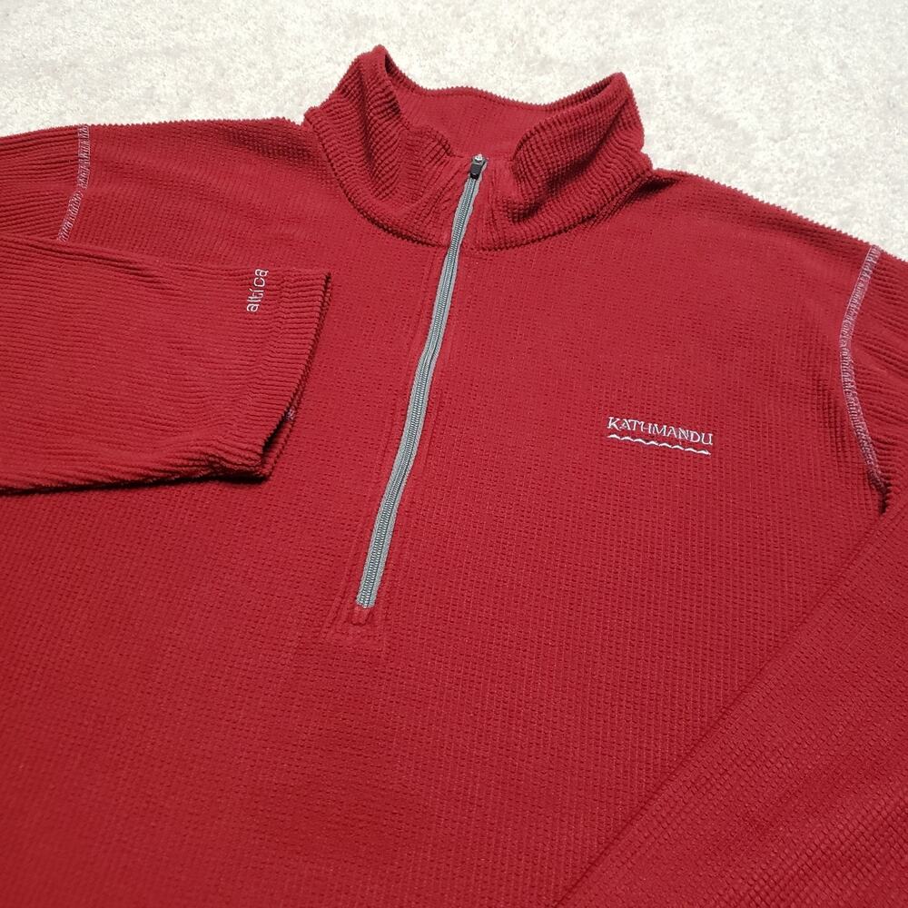 Kathmandu Sweater Mens Extra Large Red Altica Tech 1/4 Zip Lightweight Thermal